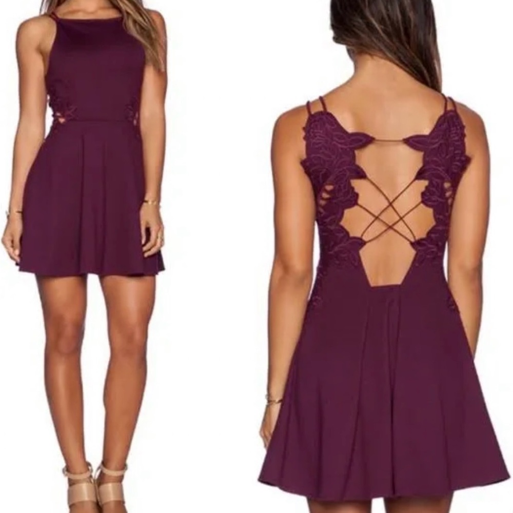 Free People Plum Lace Back Mini Dress